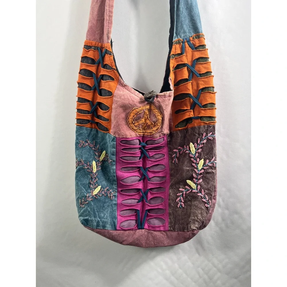 Boho Hippie Patchwork Hobo Purse‎ Shoulder Crossbody Bag Colorful